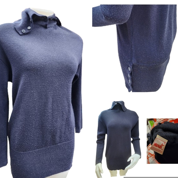Mondi iconic Vintage‎ Navy  button detail tunic sweater S/ M - Picture 1 of 14
